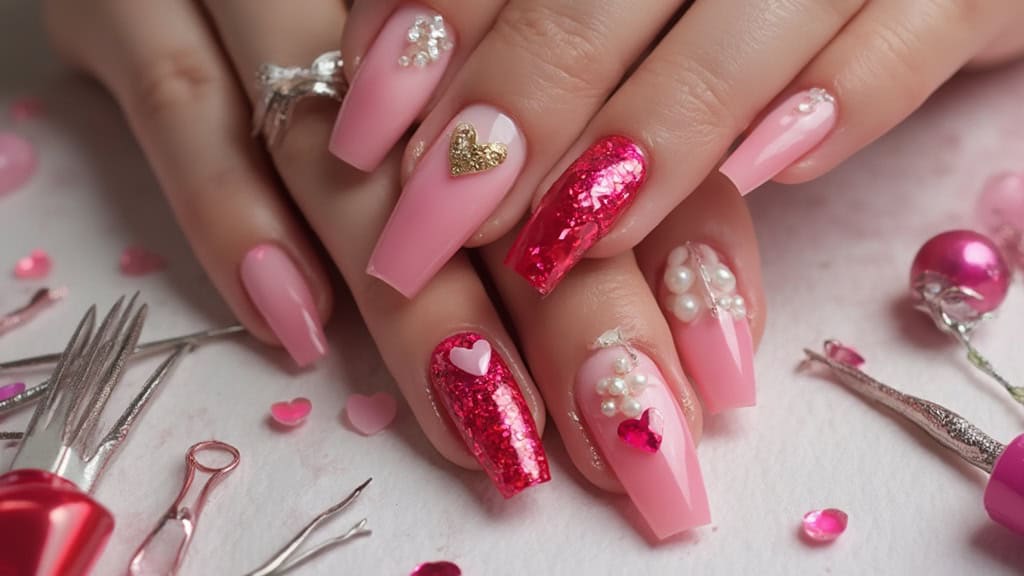 Diseños de uñas con corazones en Natural Beauty Leda