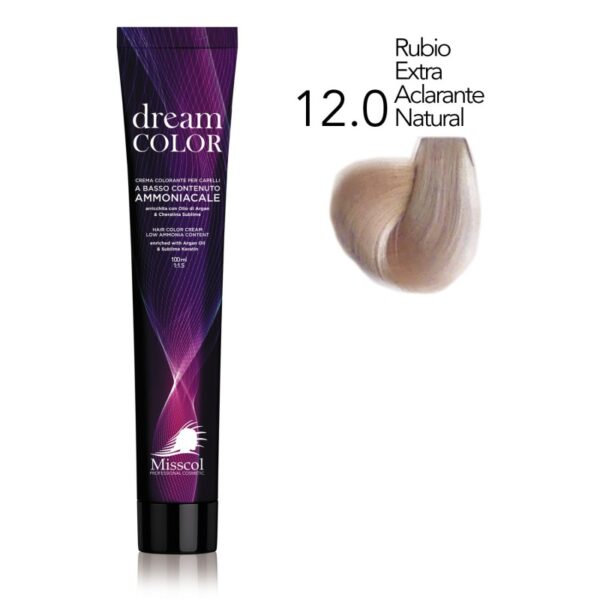 Natural Beauty Leda - Misscol Dream Color Crema Colorante Rubio Extra Aclarente Natural 12.0 – 100 ml