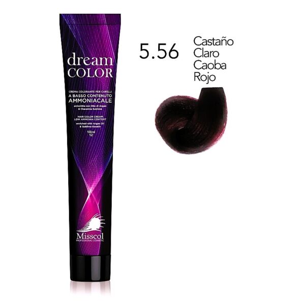Natural Beauty Leda - Misscol Dream Color 5.56 - Tinte para Cabello Castaño Claro Caoba Rojo 100 ml