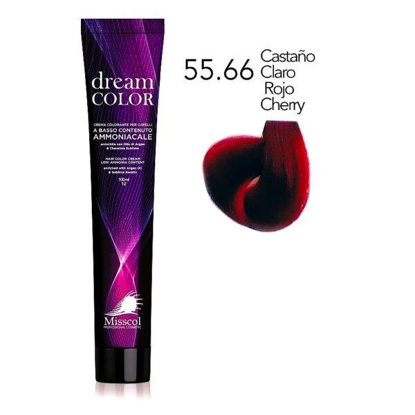 Natural Beauty Leda - Misscol Dream Color Crema Colorante 55.66 Castaño Claro Rojo Cherry – 100 ml