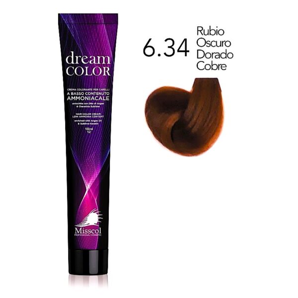 Natural Beauty Leda - Misscol Dream Color Crema Colorante 6.34 Rubio Oscuro Dorado Cobre – 100 ml